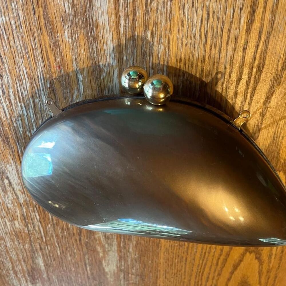 Brown Marbled Clutch Purse with Gold Hardware